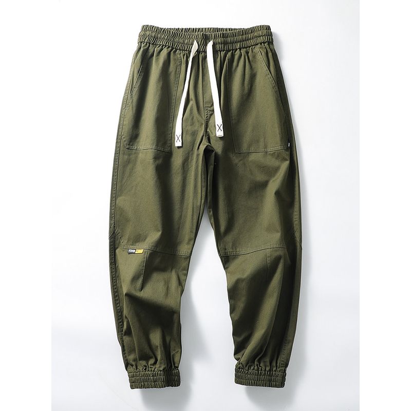 Trendy Retro Pure Cotton Jogger Pants Autumn Straight Cargo Pants