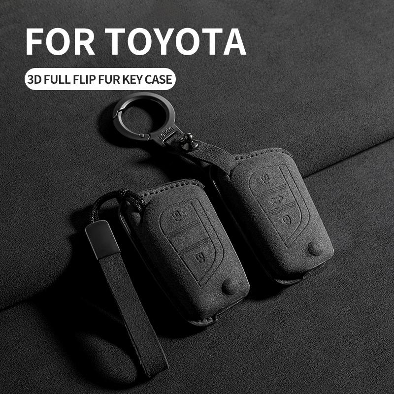 Zamszowe etui na kluczyk samochodowy Osłona skorupa Klamra Do Toyota Corolla Camry Highlander RaV4 Levin Reiz Hilux Akcesoria do breloczka samochodowego