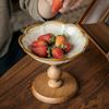 BRCeramic Bowl Floral High-sided Plate Wooden Fruit Plate Dessert Bowl Afternoon Tea Accessories Decorative Tray Kitchen OrganizerEY