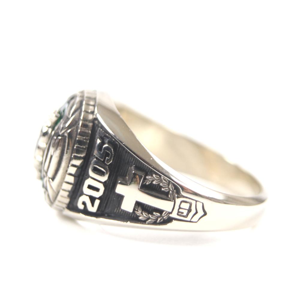 Excellent JOSTENS Ring HTM LUNA 20005 Silver Green 14K Mens Used