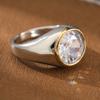 Simple style two-color wide-edge inlaid ring made of copper for ladies' jewelry. Suitable for daily wear and for office attire.
