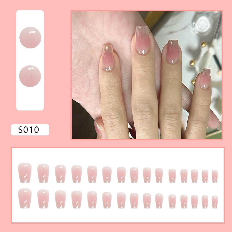 Sweet Blush Aurora French Nail Art Pure Desire Less ins Wind Powder Transparent Eye False Nail Art 30 Tablets