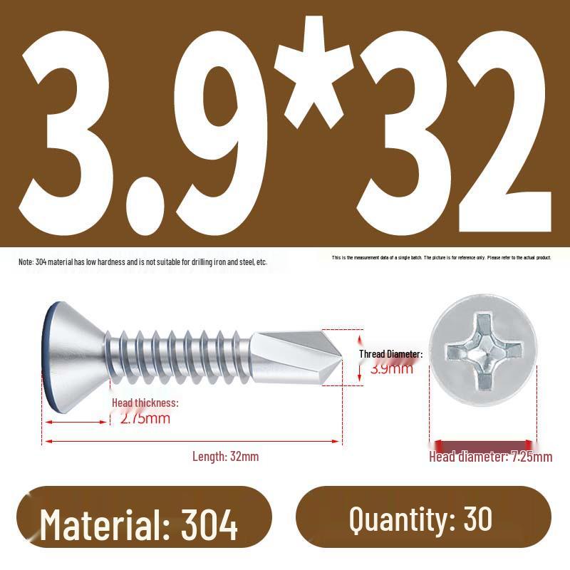 Phillips Flat Head Blue Zinc Plated Stainless Steel Self-Drilling & Self-Tapping Screws M3.9-M5.5