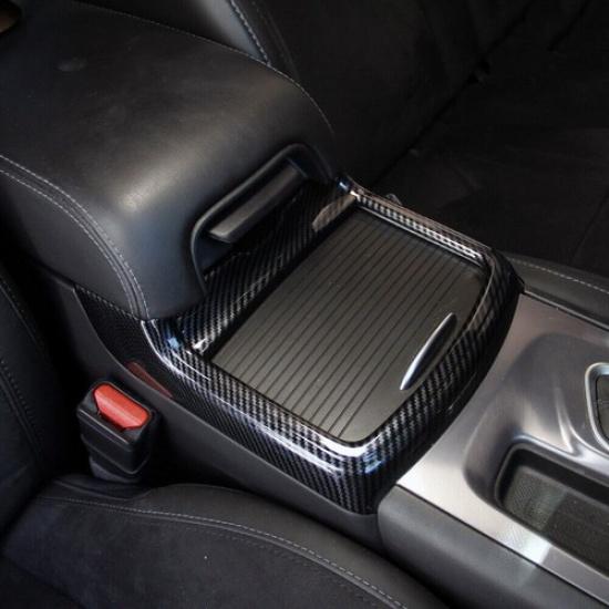 Carbon Fiber Central Cup Holder Cover Trim Decor For Dodge Charger 2015-