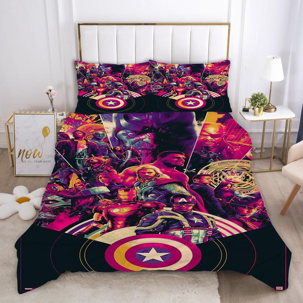 Marvel Comics Spider Man Anime Bedding Set Duvet CoverPolyester Suitable For Children And Adults 3-Piece Set