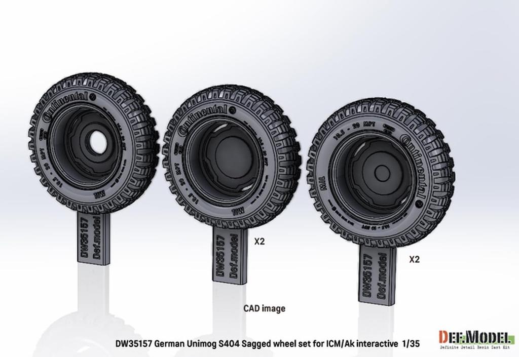 Diff Model 1/35 Scale Modern German Unimog S404 Weight-Deforming Tire Set (for AK Interactive/ICM) Plastic Model Kit Parts DW35157