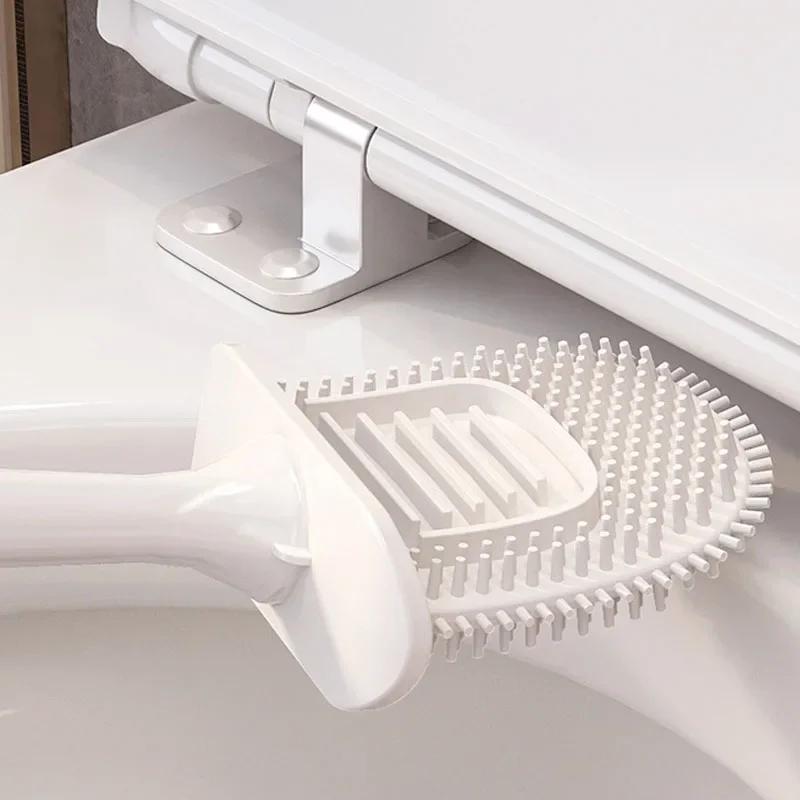 Silicone Toilet Brush Cleaning Products Home Wall Hanging Toilet Brush WC Cleaning Long Handle Brush Bathroom Accessories