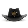 INS Unisex Moterys Vyrai Imitacija Zomša šešiakampė žvaigždė Šerifas plataus krašto apsauginis kremas nuo saulės Kepurėlė Beach Cowboy Cowgirl Vakarų kepurė
