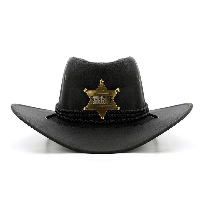 INS Unisex Moterys Vyrai Imitacija Zomša šešiakampė žvaigždė Šerifas plataus krašto apsauginis kremas nuo saulės Kepurėlė Beach Cowboy Cowgirl Vakarų kepurė