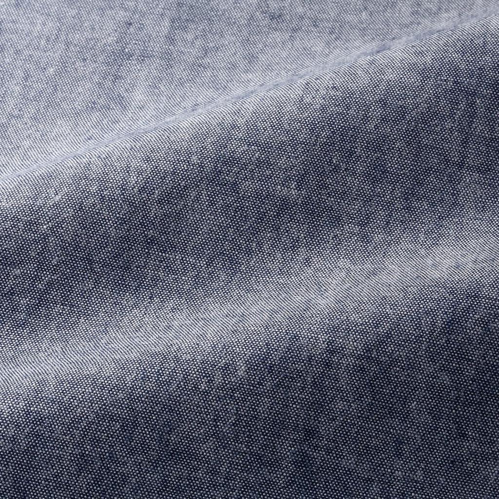 dungaree shirt for men [WOODS] Japanese-made short-sleeved (M, navy)