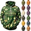 Men's Casual Long Sleeve Hoodie with Halloween Print Pullover Sweatshirt