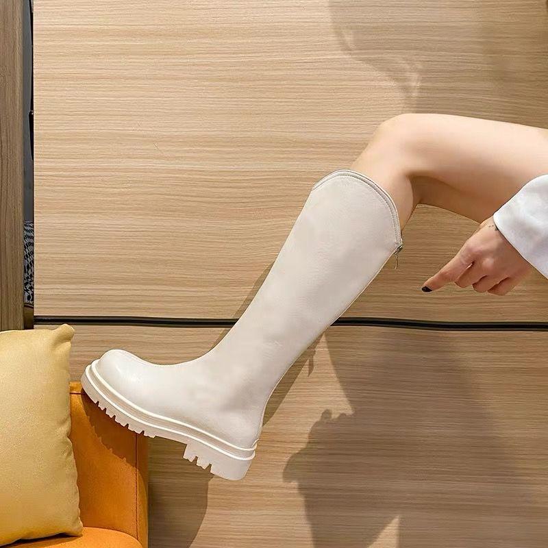 Fashion Autumn Winter Leather Mid Calf Shoes Woman Trend 2025 Novelty Hot Footwear Waterproof Large Size Warm Half High Boots for Women