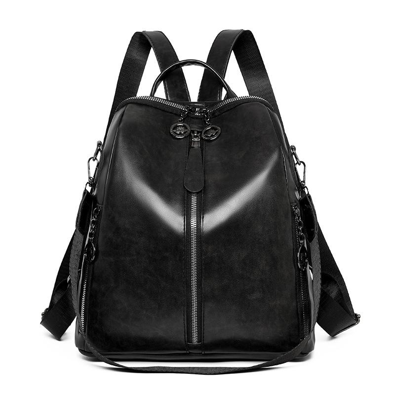 Ein Retro-Freizeitrucksack aus weichem Leder für Damen, eine modische und vielseitige Pendeltasche