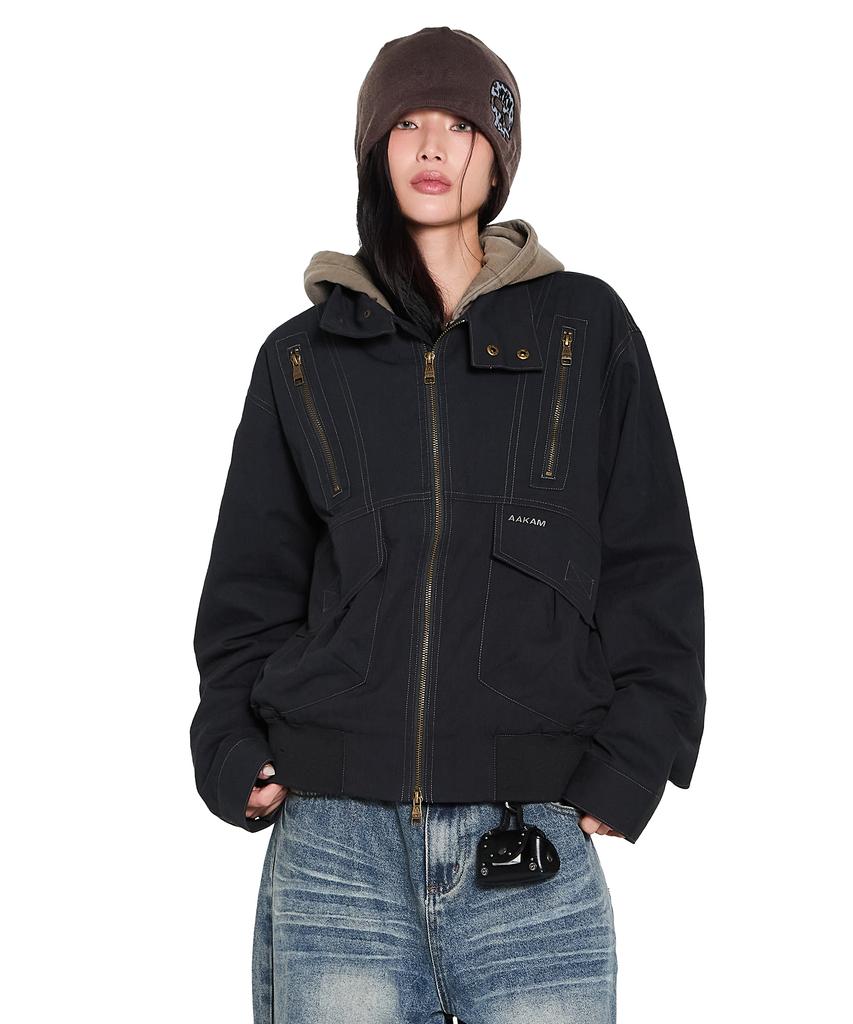 Aakam Zippered High Neck Jacket (Black)