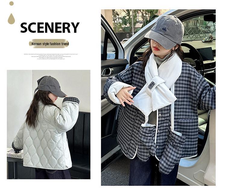 Reversible Quilted Cotton Coat for Girls - Fashionable & Thickened Winter Jacket