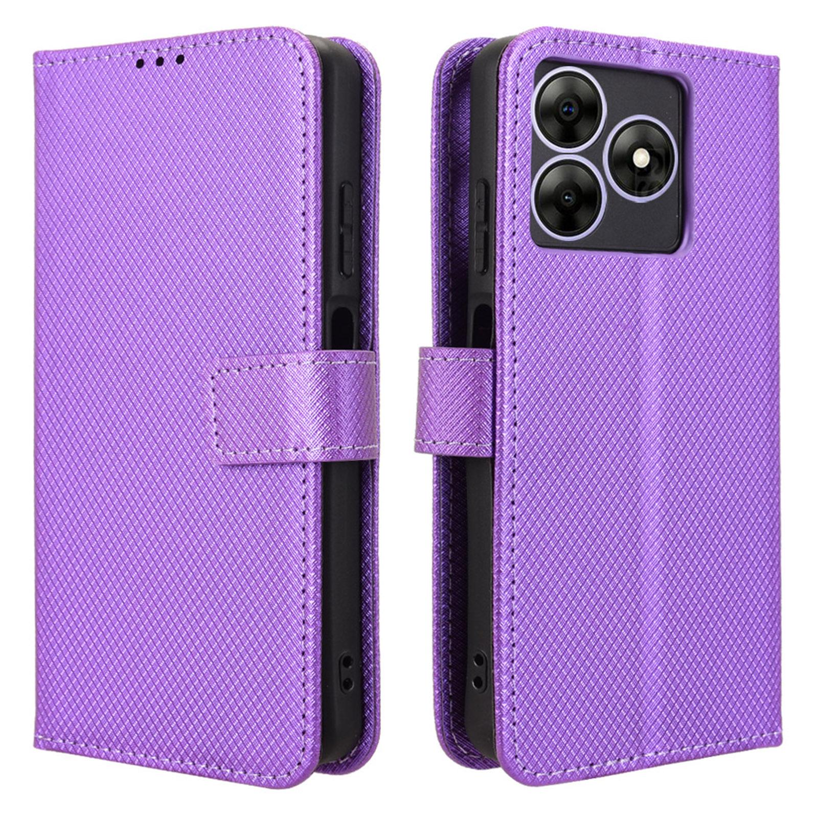 

Чехол для телефона для Blackview Wave 8/Wave 8C/Oscal Flat 2 из искусственной кожи с ромбовидной текстурой, чехол-кошелек Purple