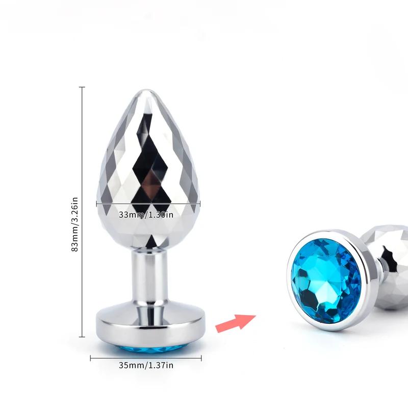 New Couples Small Anal Plug Round Shaped Crystal Metal Butt Plug Stimulator Prostate Massager Anus Sex Toys For Women and Men