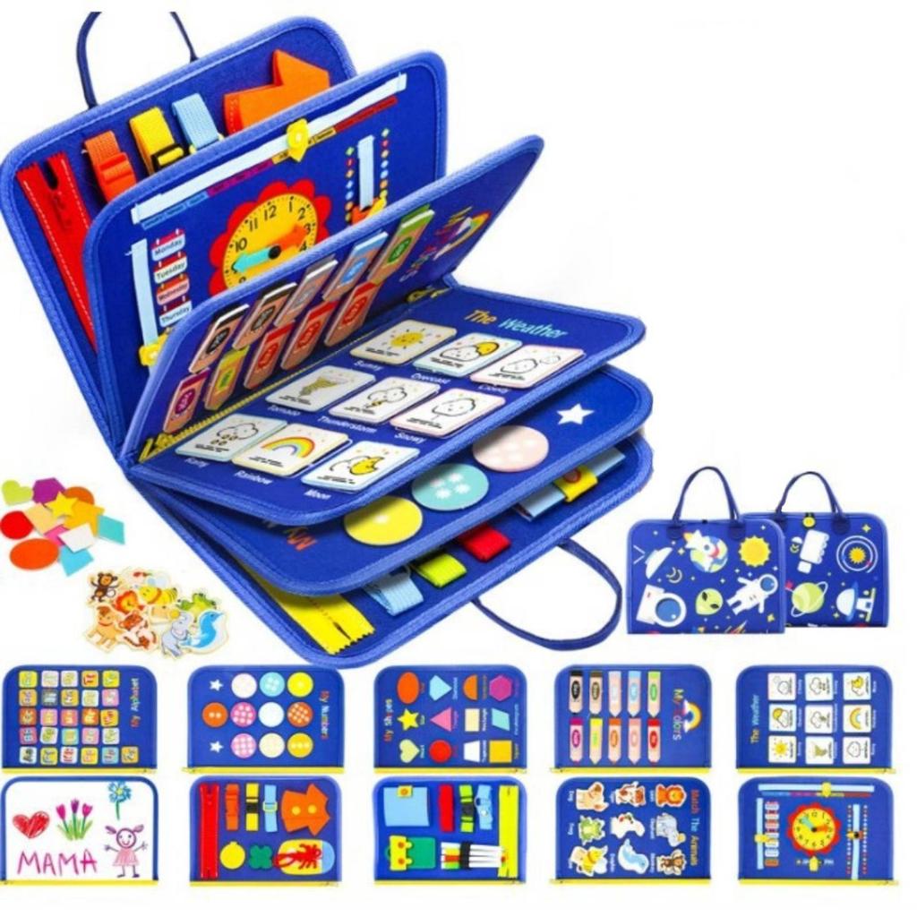 Soft Felt Learning Busy Board | Fine Motor Skills Development, Portable unfolds Design Style 1