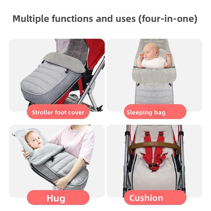 4-in-1 Stroller Footmuff Baby Sleeping Bag, Detachable Foot Opening, 300g Thick Ultra-fine Fleece