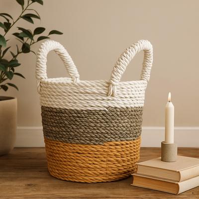 Seagrass Basket Set, Orange Natural White