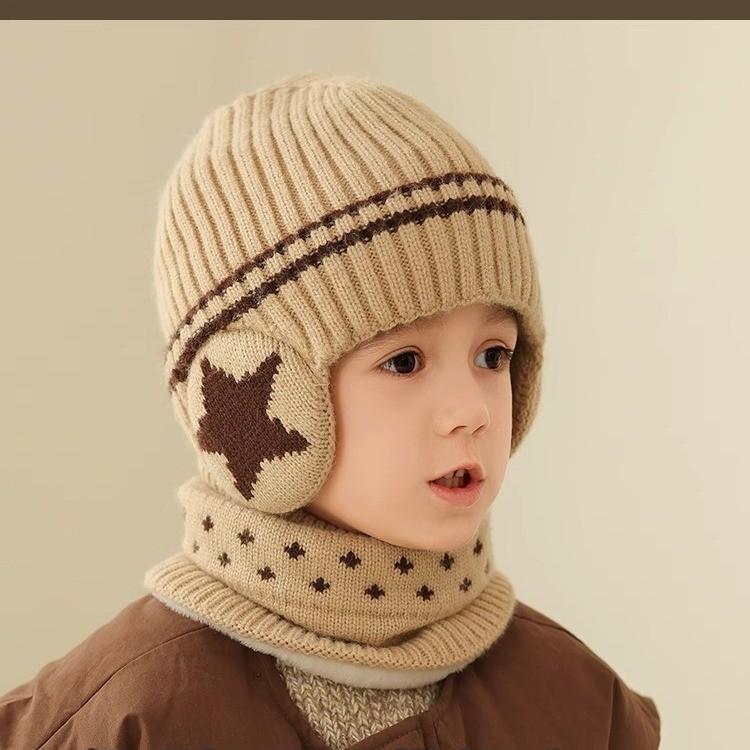 Knitted Baby Hat With Earmuff Warmth For Winter Childrens Headgear