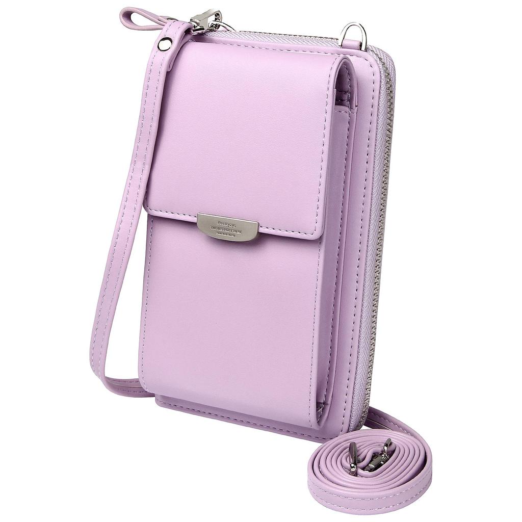 Malá crossbody kabelka KUKOO Peněženka na mobilní telefon se slotem na kreditní kartu pro fialový zip pro ženy v upgradu, - verze, one_size