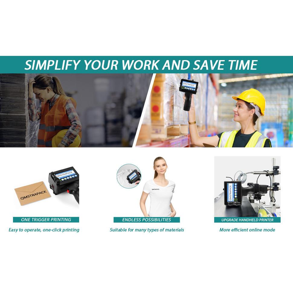 Handheld Inkjet Printer 12.7mm with Fast-Drying Ink for Text QR Barcode Batch Number Logo Date Label Printer