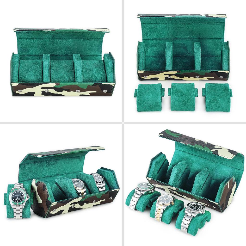 Handmade Genuine Leather Green Color Watch Case Unisex Watch Box Jewelry Display Watch Storage Organizer