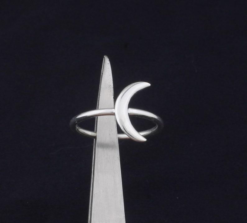 Massiver 925er Sterlingsilber Schlichter Silberring Mondsichelring Handgefertigter Ring Minimalistischer Ring Stapelring