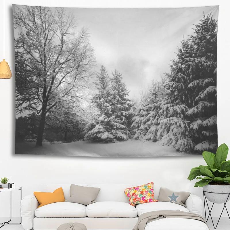Hot Sale Custom High Quality Snow Wall Hanging Hd Landscape 3D Printing Digital Printing Home Decoration Tapestry