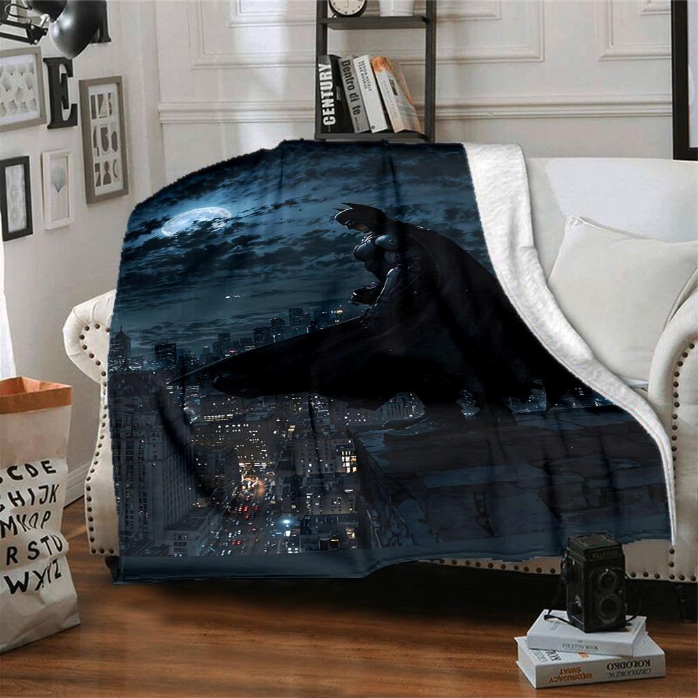 1pc Batman Night Cityscape Flannel Blanket Soft Warm Throw for Home, Office, Travel, All-Season Cozy Bedding GiftL1068