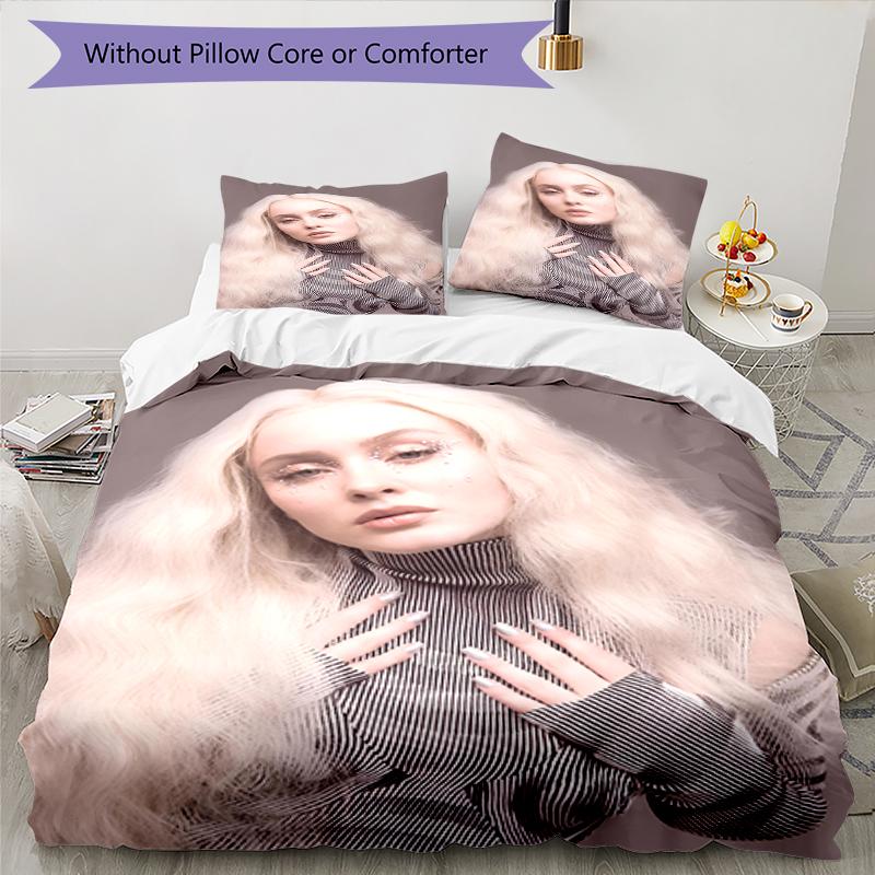 3pcs Zara Larsson Bedding Set Duvet Cover Closure Includes 1 Duvet Cover & 2 Pillowcases, Soft and Comfortable for All Seasons.
