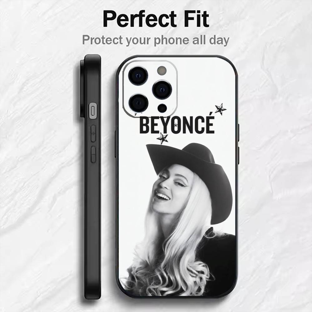 Cowboy Carter B-BeyonceS Phone Case For iPhone17,16,15,14,13,12 Plus,Max Soft Silicone Black Cover