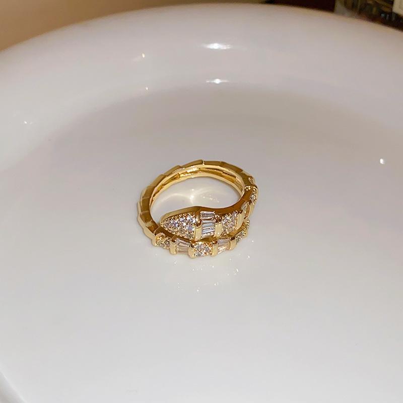 Prsten na otevírání sáčků se cukrem, pozlacený skutečným zlatem, osazený diamanty, Lehký, Vysoce luxusní, High-end, Prsten na ukazováček, Univerzální šperk pro dojíždění