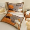 4-Layer Cotton Gauze Pillowcase Set With Cartoon Button Breathable Hotel-Grade Pillow Covers 48x74cm Pair