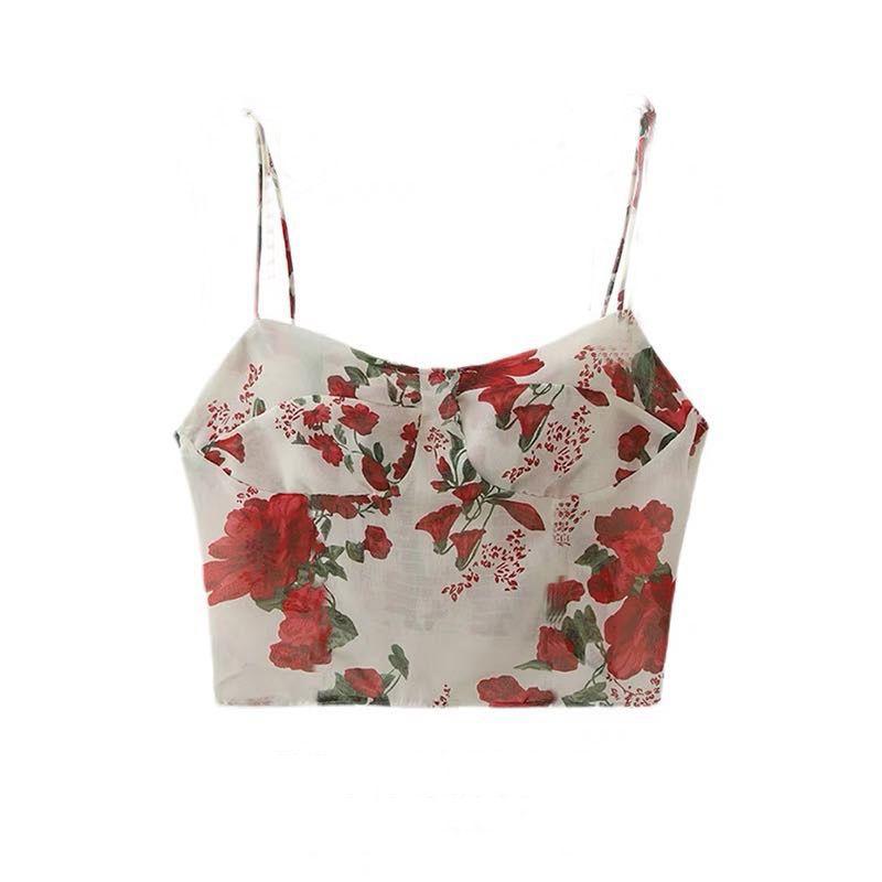 

С нагрудной подушечкой Ретро принт Тонкие бретели Спортивное нижнее белье Женский Пузырчатая пленка Бег Пуш-ап Тренировочный бюстгальтер Бретели на плечах Жилет для йоги Flame Red L