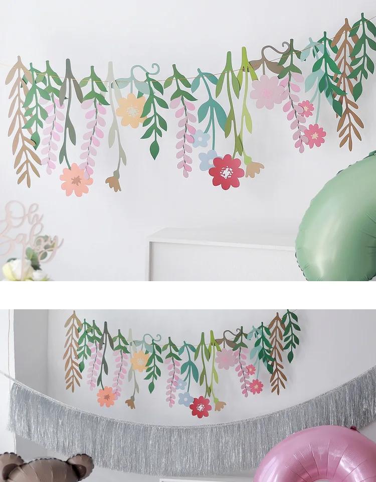 Leaves Flower Banners Summer Sunflower Bedroom Kindergarten Wall Background Hanging for Wedding Birthday Baby Shower Party Decor