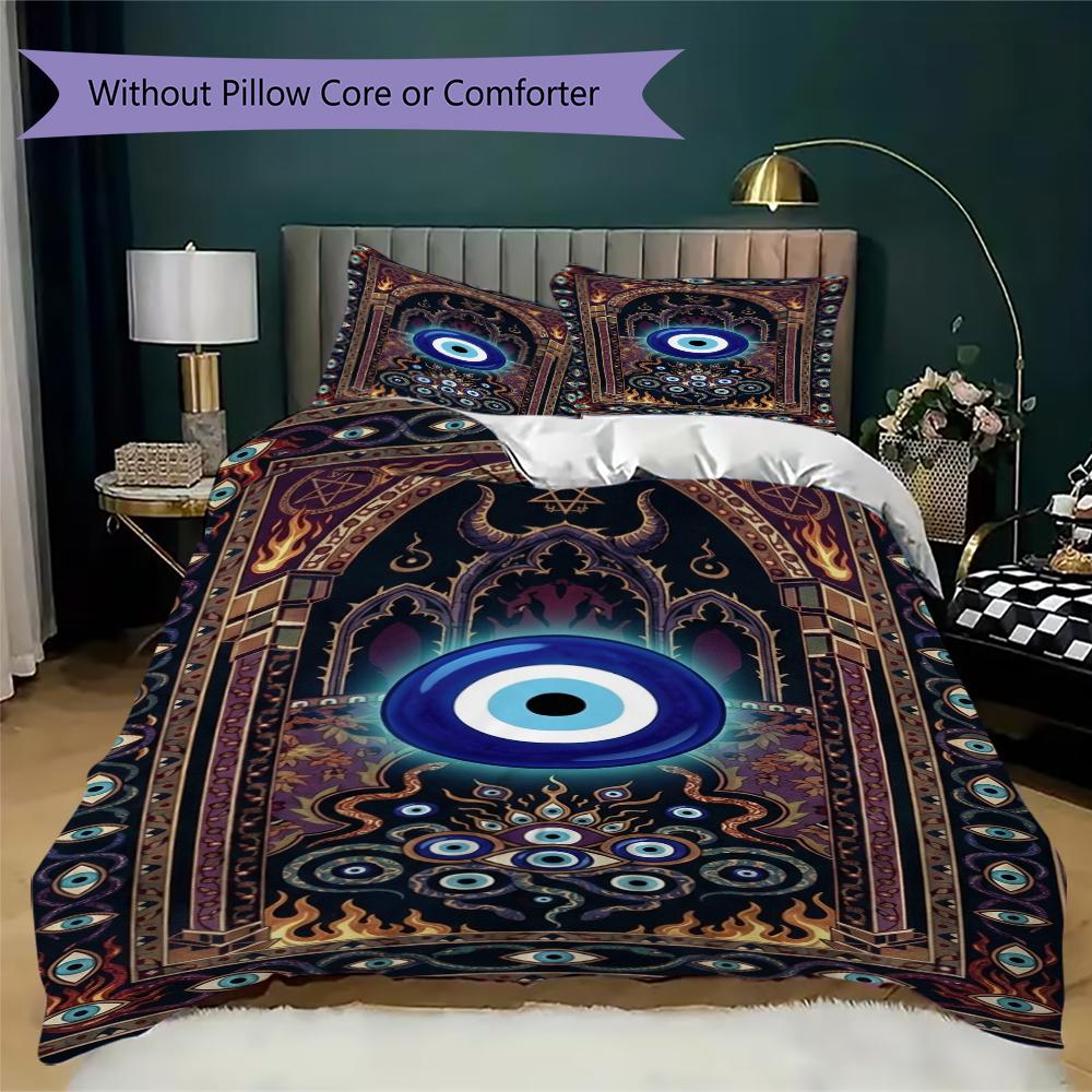 Evil Eye Pattern Bedding uilt Set uilt Cover Pillowcase Home Decoration Birthday Gift (1 * duvet cover + 2 * pillowcase without core)166