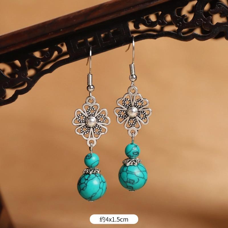 Original Design Earrings Simple High-end Turquoise Earrings Retro Long Earrings Women