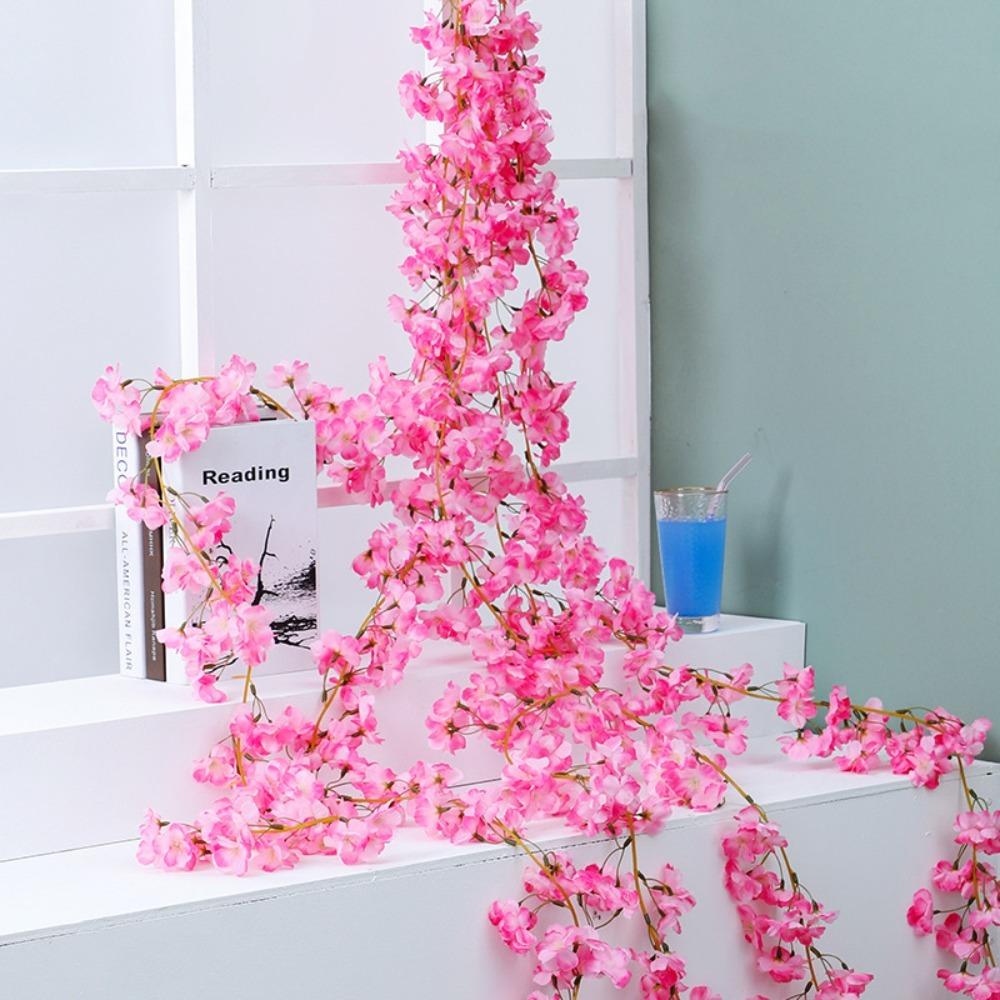 Silk Material Sakura Blossom Garland 1.8m Artificial Flower Garland Wedding Decoration