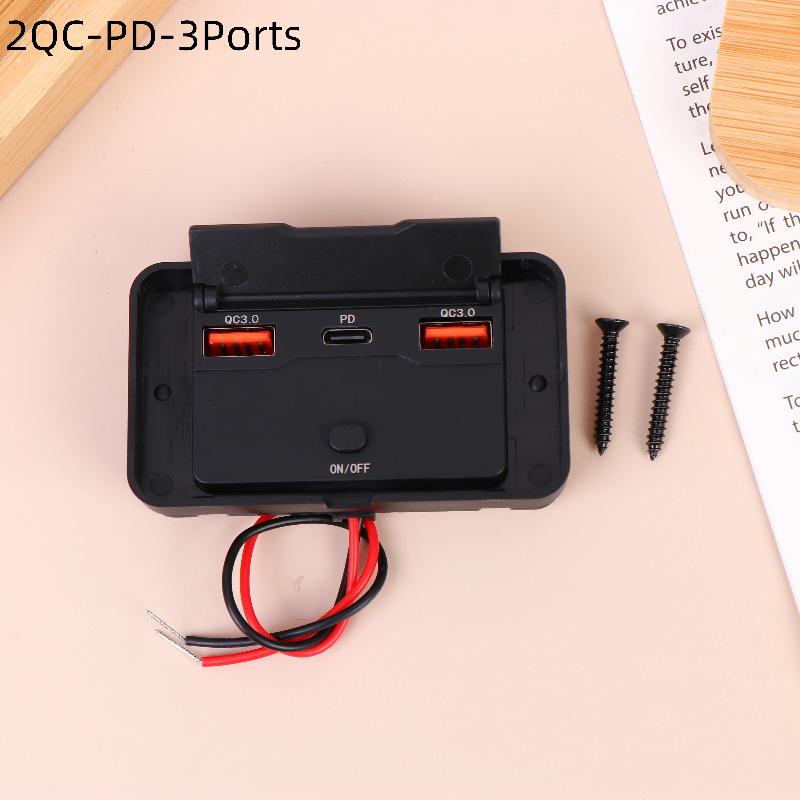 Dual Pd Dual Qc 3.0 Usb Car Charger 12V Rv Usb Outlet Panel Fast Charge Socket With Switch Voltmeter For Boat Motorcycle