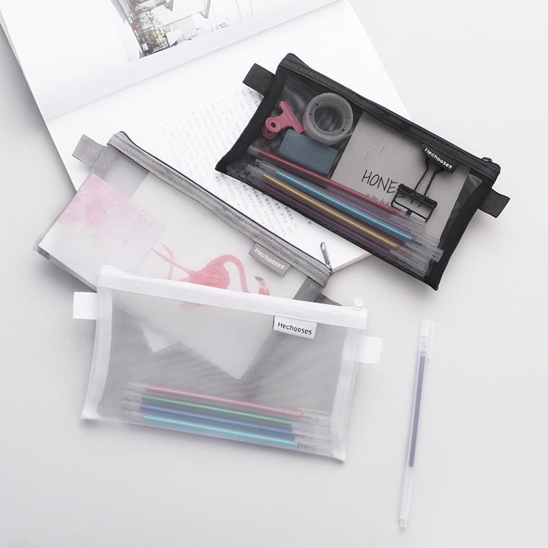 1 pz Semplice Astuccio a Rete con Cerniera Portatile Astuccio Astuccio per Penne per Conservazione di Cancelleria