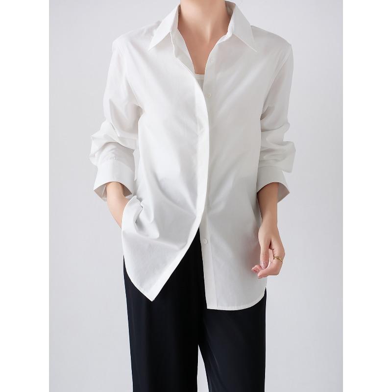 Blue Anti-wrinkle Non-ironing Tencel Shirt Women's Spring and Summer Casual Loose Shirt Jacket Qin Top