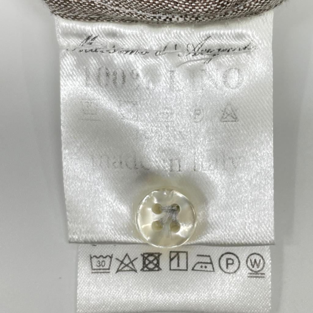 Massimo d'Augusto Dark Beige MAX6 100% Linen One-Piece Button-Down Shirt Tops M Dark beigeUsed