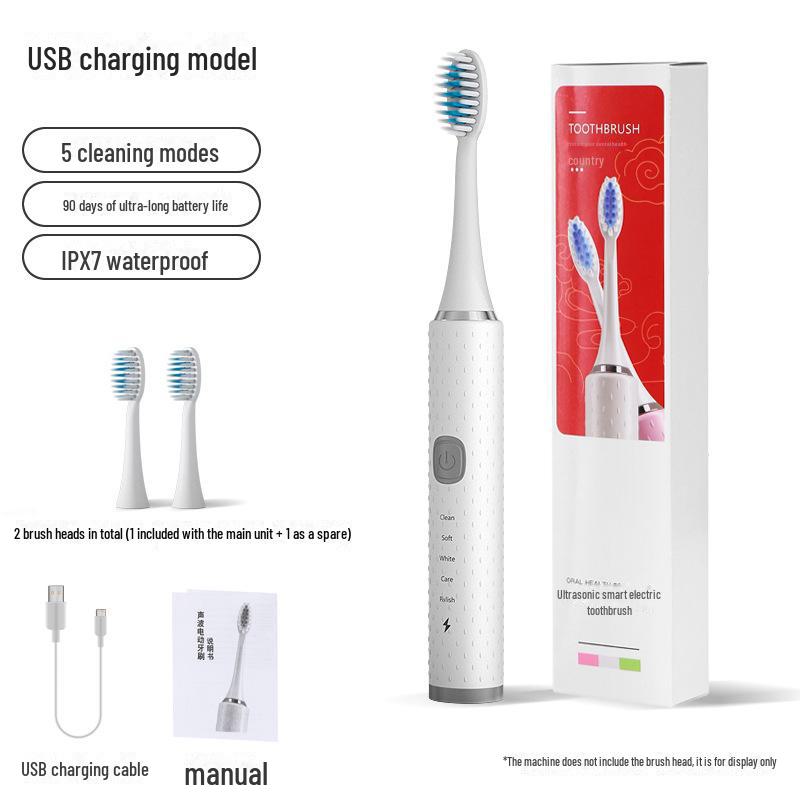 Universal Rechargeable Wireless Sonic Electric Toothbrush for Adults & Kids - Couple Set with Extra Brush Heads