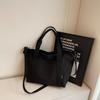 Simple literary cloth bag, women's work portable shoulder bag, large-capacity casual messenger tote bag