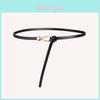 Pu Thin Waist Belt With Metal Buckle For Casual Dress And Retro Style