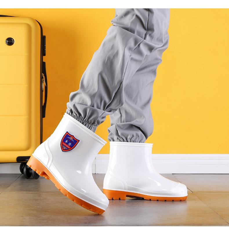 Military-Style Non-Slip White Rubber Boots for Men and Women - Thickened Wading Work Shoes