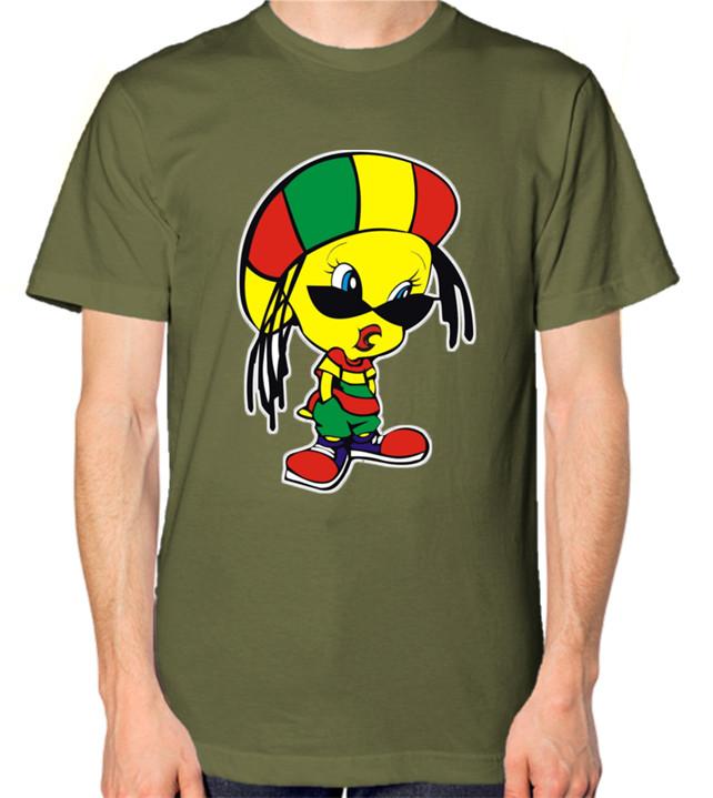 Rasta Bird Dreadlock Reggae T-Shirt Jamaica Jamaican Spliff T-Shirt Tee Top S