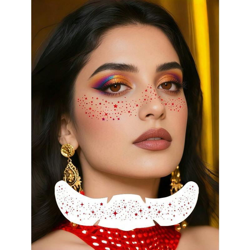 1pcs Shiny Freckle Face Temporary Tattoos, Sparkling Heart Freckle Waterproof Glitter Tattoos For Adults, Suitable For Daily Makeup, Festivals